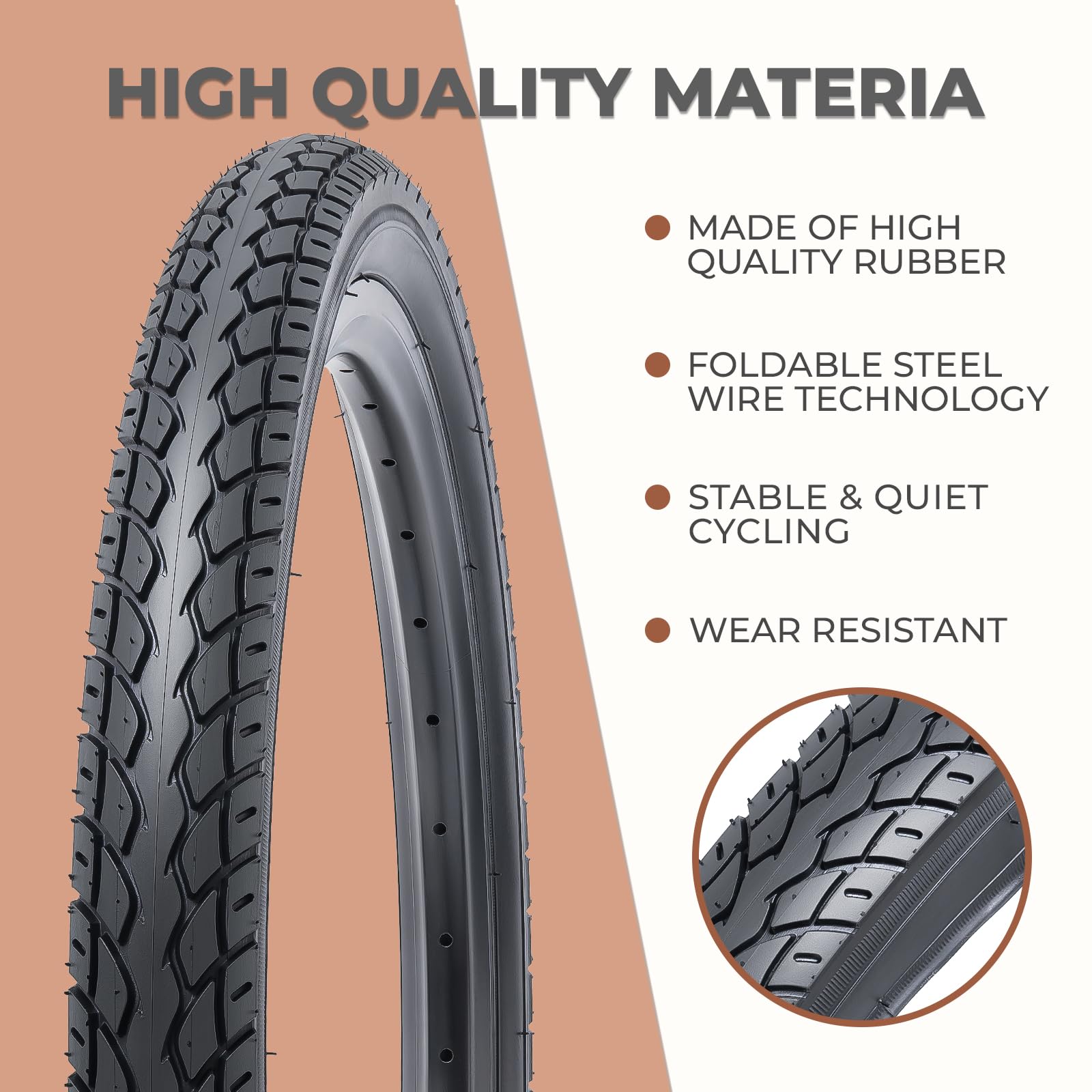 2 pezzi, 26x1.50 pneumatici per bici, durevole pieghevole 26 pollici 40-559 26 x 1.50 pneumatici per biciclette da strada, Pneumatici di ricambio per bici da strada Cruiser, Copertoncino