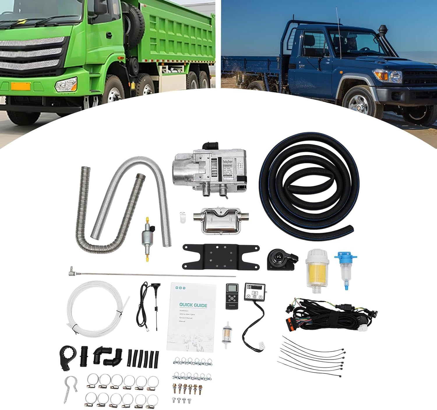 5000w 12v Remote Diesel Water Heater Kit For Rv Heat Transfer Coolant Heating