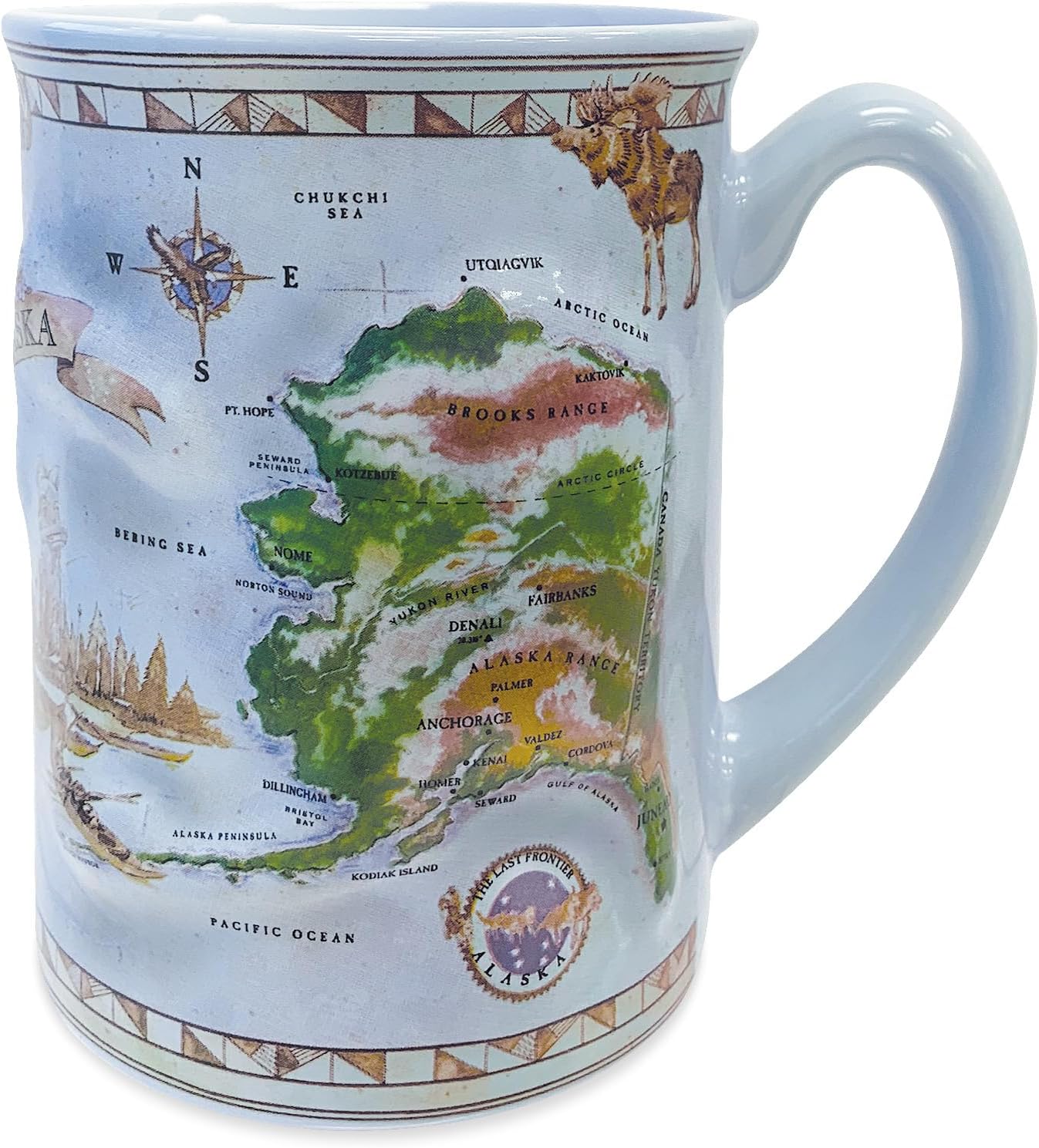 Welcome to the Islands Alaska 14 oz. Embossed Coffee Mug Last Frontier Map