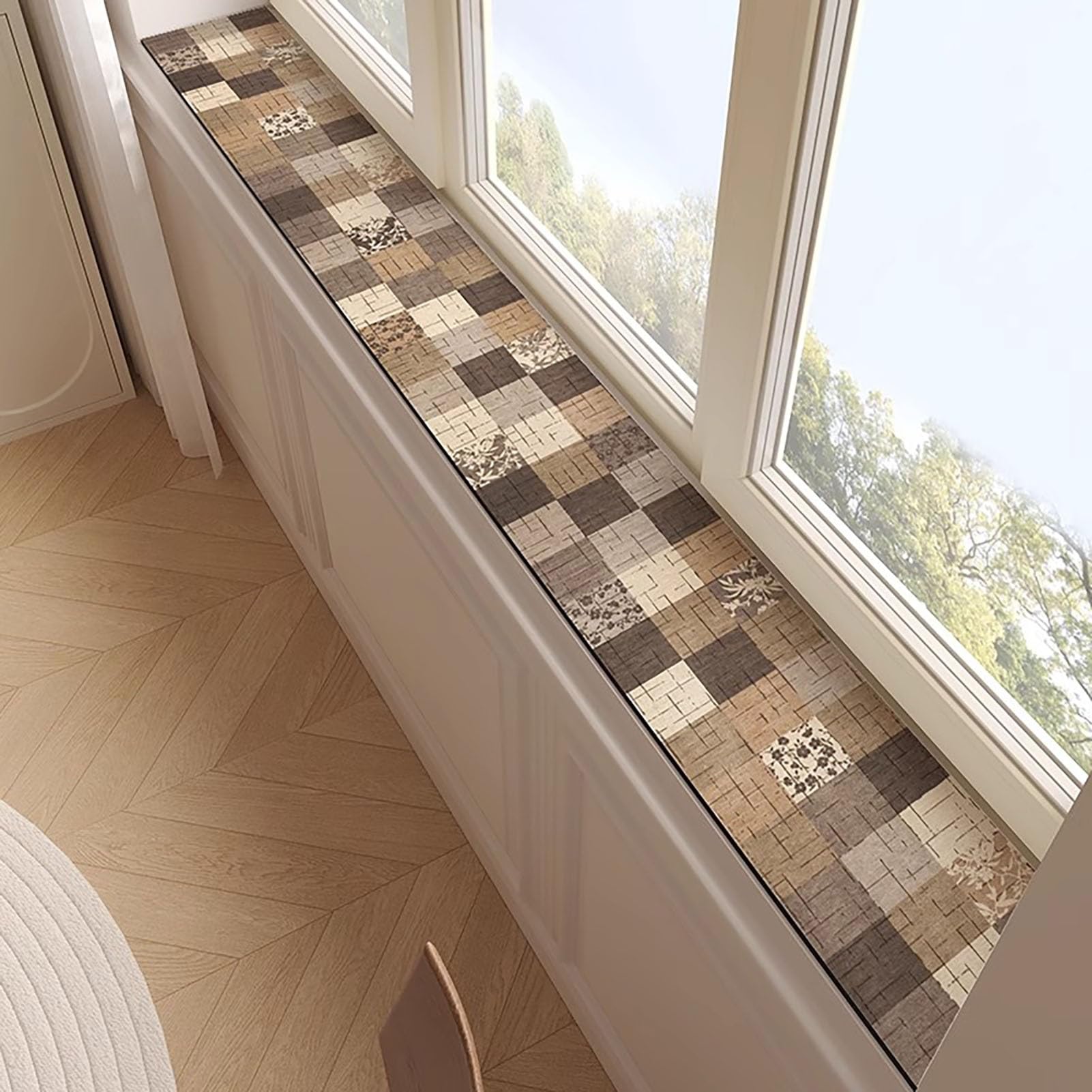 Tapis fin de salle de bain et fenêtre en diatomée absorbant et découpable 48x6in
