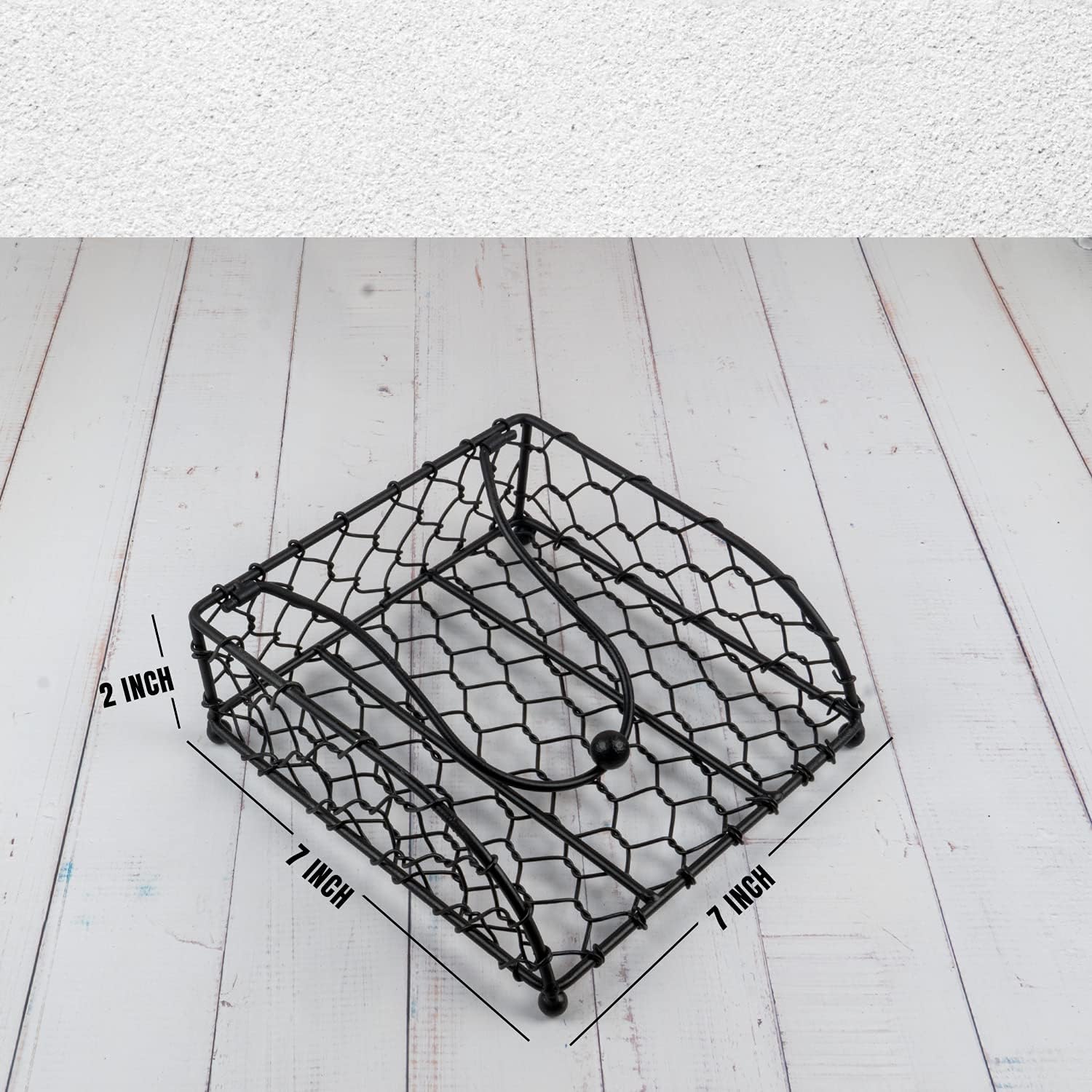 NIRMAN Rustic Wire Napkin Holder, Paper Napkin Holder for kitchen, Tables, Counter tops, Indoor outside Uses, Picnic, Restaurants, Café, Vintage Decoration (7" x 7" x 2"): Home & Kitchen