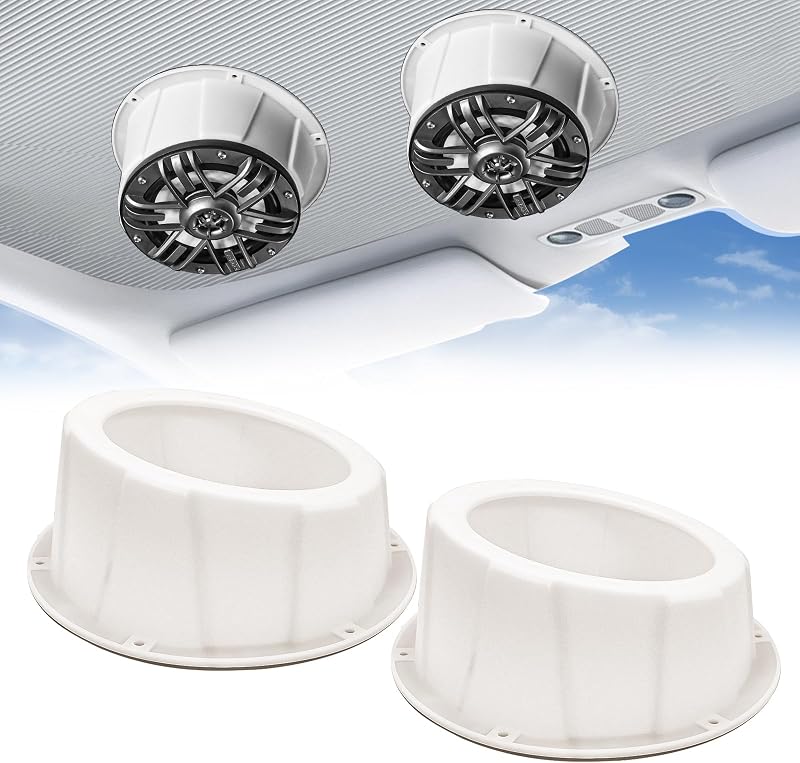Bote de parlantes RECOIL USP65W 6.5"Par de cajas en ángulo universal | Montaje en superficie blanco con juntas compatible con remolques para vehículos recreativos marinos UTV Boat