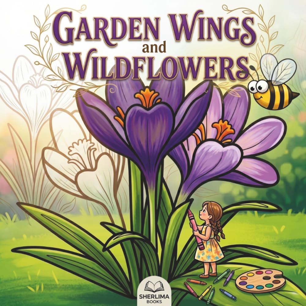 GARDEN WINGS and WILDFLOWERS: A Bold and Easy Coloring Adventure with Beautiful Blooms and Fluttering Wonders