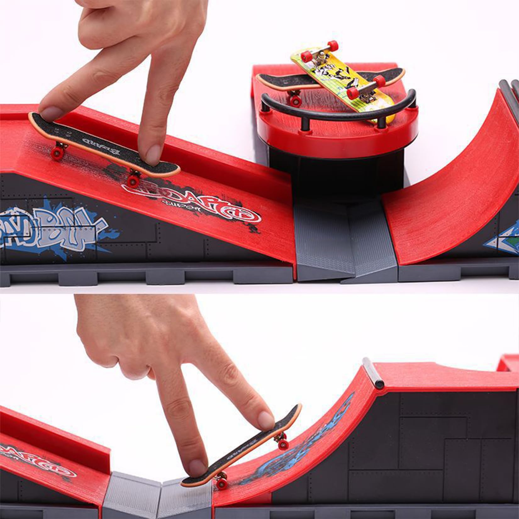 Mini Skateboard Da Dita Fingerboard Set di Sccessori per Rampa con 1 e Fingerboard di Ricambio Ultimate Sport Training Requisiten (E)