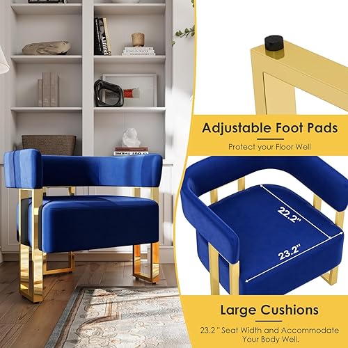 Miniatura 7 de STHOUYN Juego de 2 sillas decorativas modernas de terciopelo azul marino, juego de 2, sillas laterales con brazo para sala de estar y dormitorio (2,