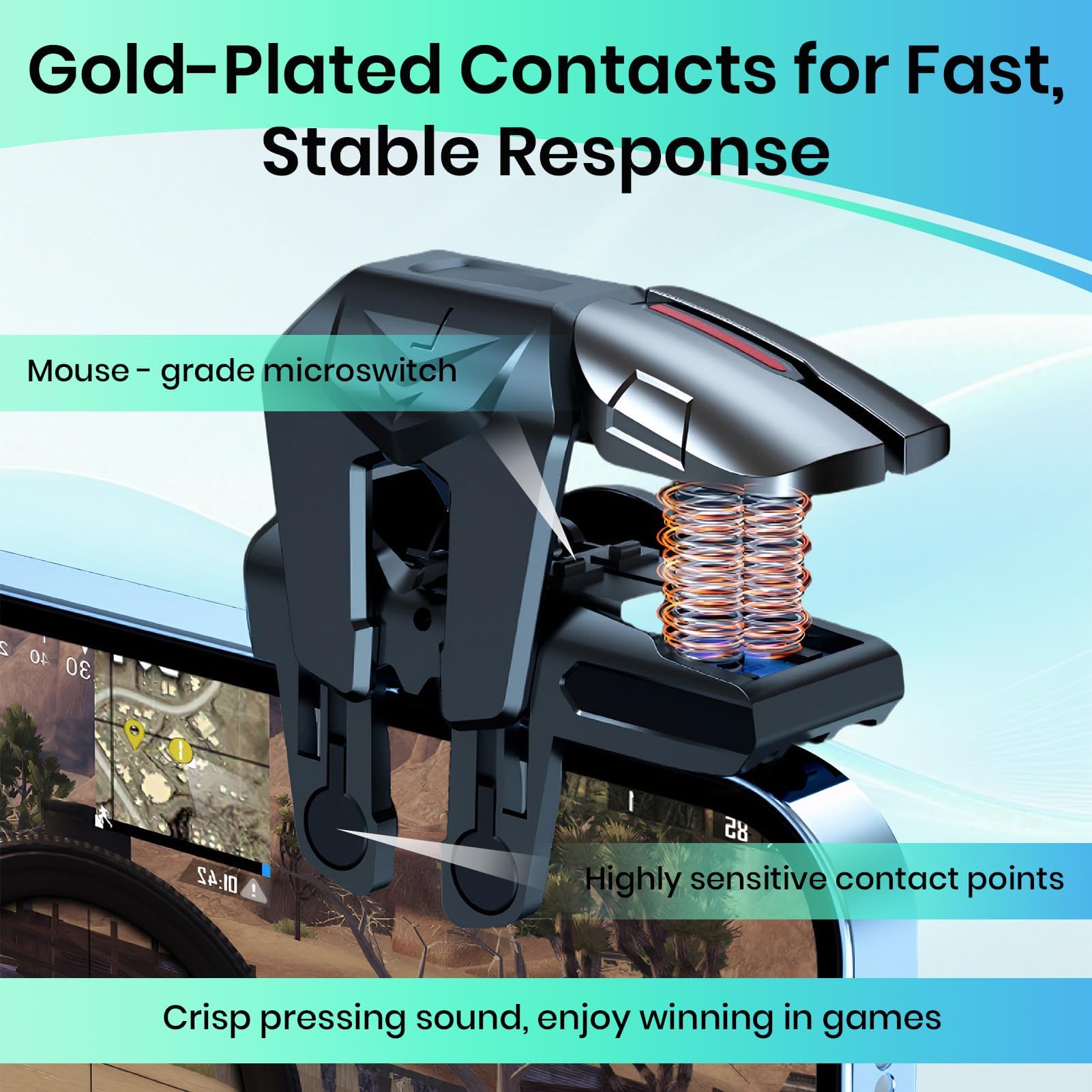 Amztour Controller Di Gioco Mobile 6 Dita Compatibile Android iOS PUBG Mobile Call of Duty ESports Trigger Controller Mobile Gamepad Smartphone Joystick Grilletti Accessori Gaming Portatile