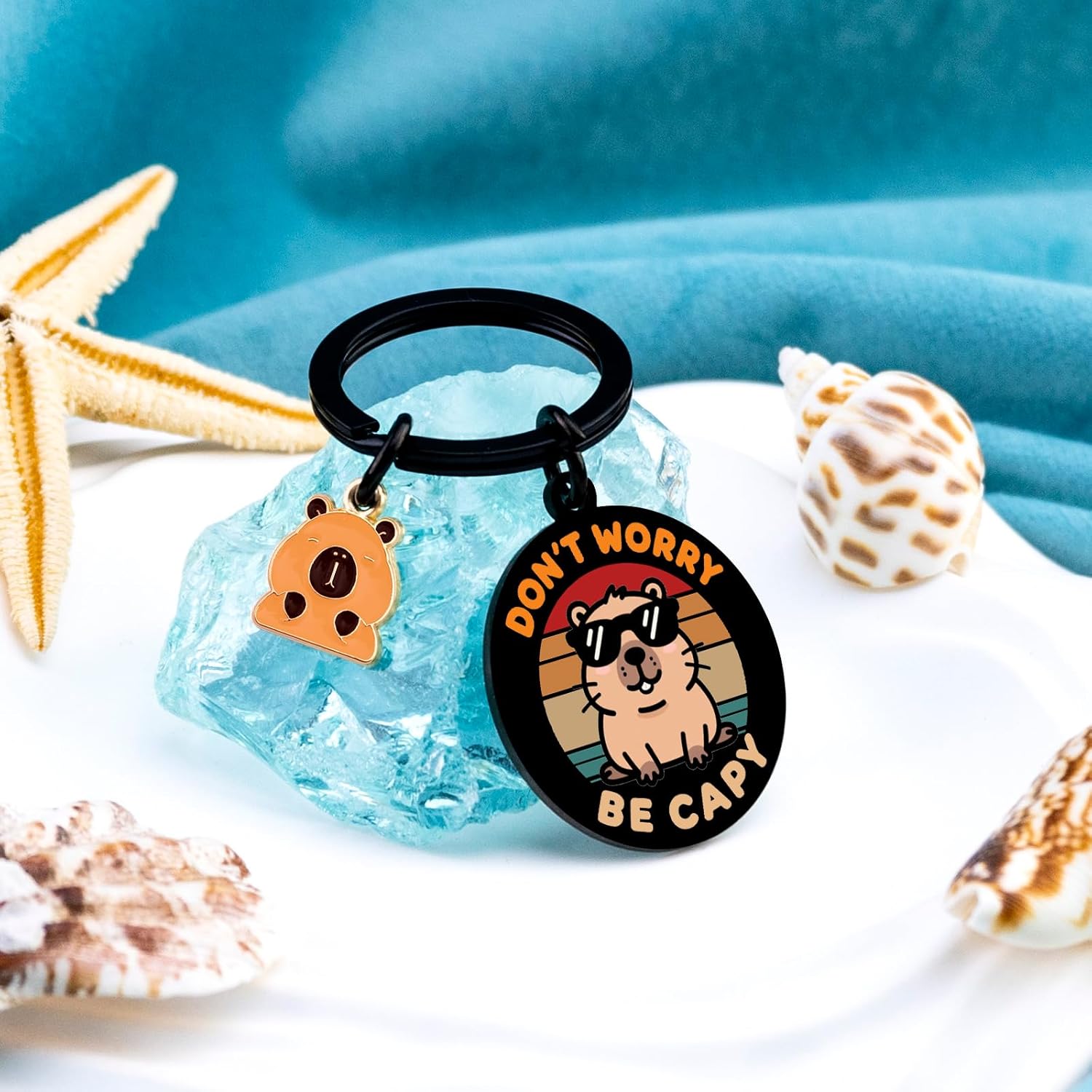 Capybara Keychain Cute Capybara Stuff for Girls Womens Capybaras Gifts for Friend Capybaras Lovers Gift Capibara Best Birthday Valentine's Day Capybara Valentines Gifts for Her-Don't Worry be Capy - Image 3