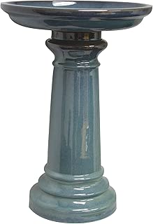World Source East GP0110ES Sun Pottery Bird Bath, Light Blue - coolthings.us
