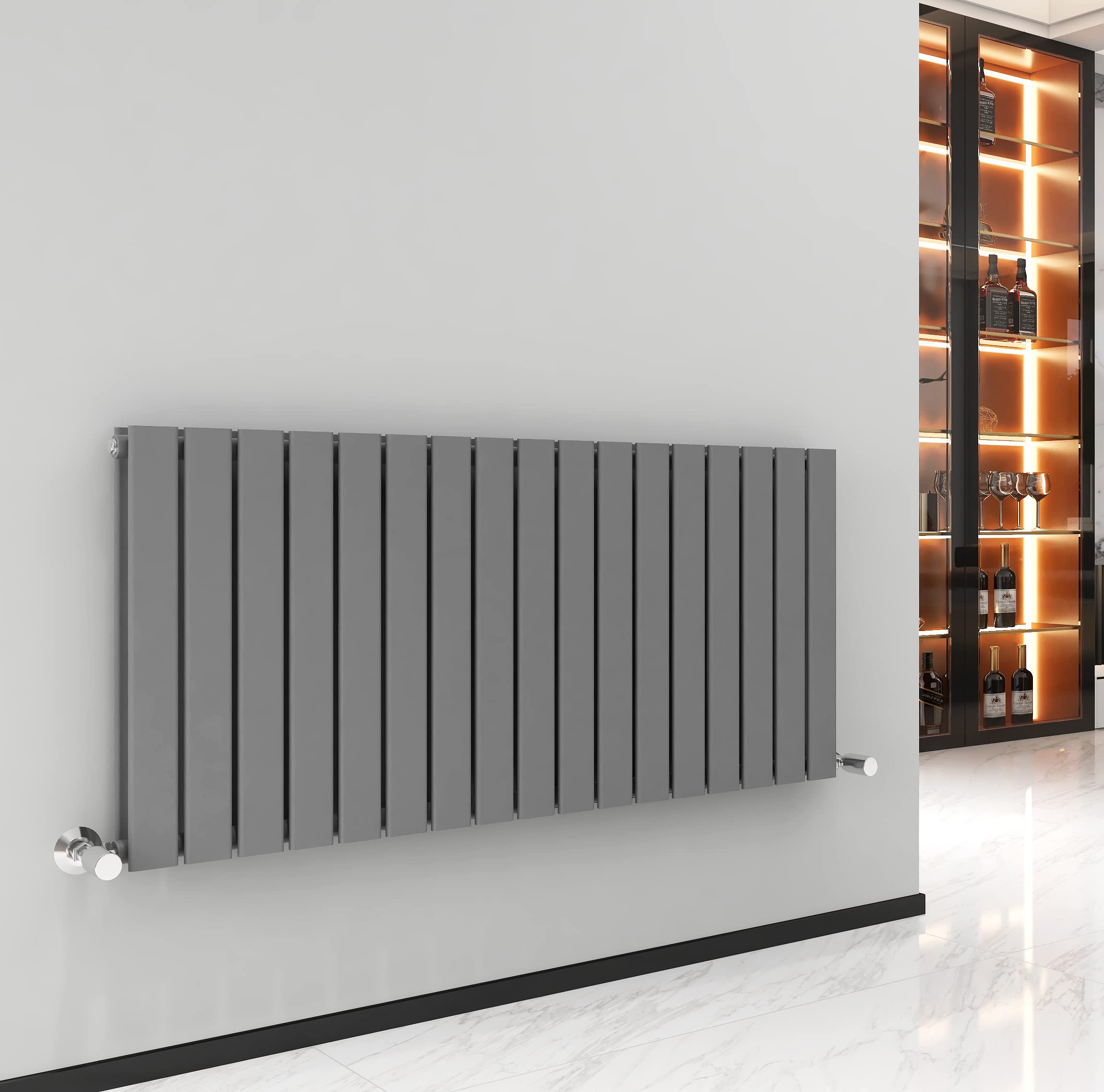 Mcc (, 600X1156 Mm Double) Radiator Horizontal Vertical Designer Flat Panel Central Heating Radiator Heater Grey