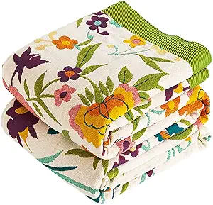 Boho Throw Blanket 50" x 60", 100% Organic Cotton Skin-Friendly Soft Bed Quilt Throw - All Season Floral Rustic Farmhouse Decor Luxury Blanket for Sofa Couch Chair and Gift.