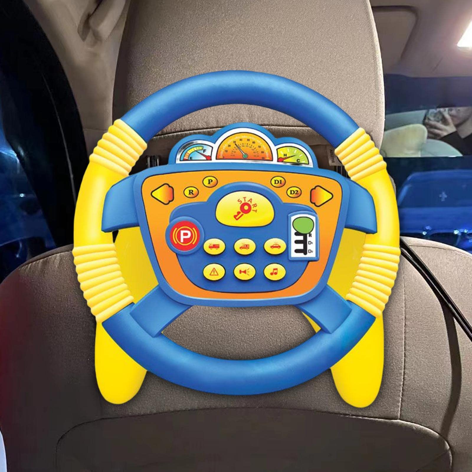 Volante de Juguete Infantil Volante Interactivo Educativo con Tablero Y Funciones de Vehículo Música Dinámica Y Plástico Ventosa Y Base Estable,