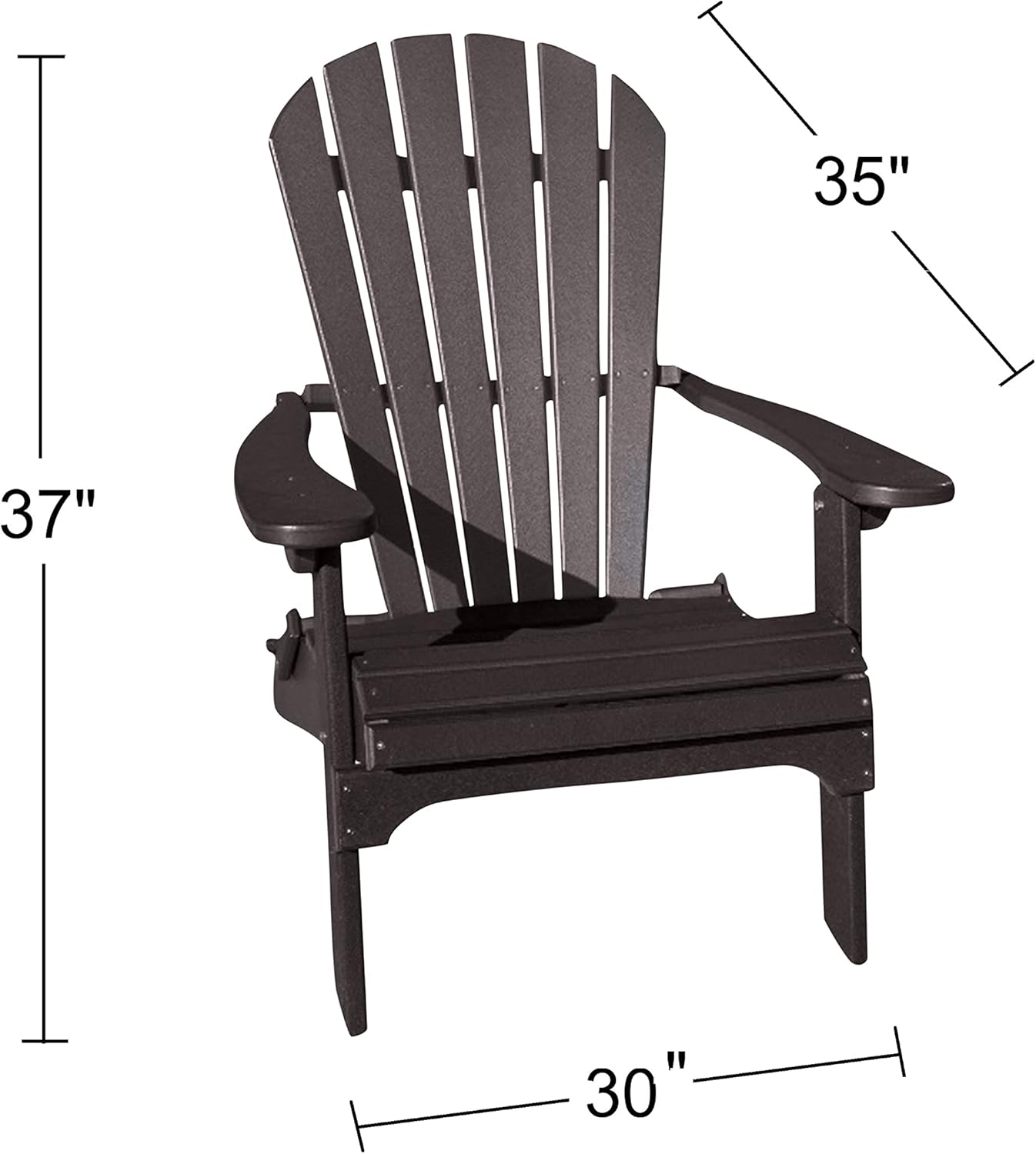 Phat Tommy Foldable Adirondack Chair - Poly Adirondack Chair Folding - HDPE, Heavy Duty, Recycled Plastic - All Weather Outdoor Furniture for Your Deck, Front Porch, or Patio, Brown