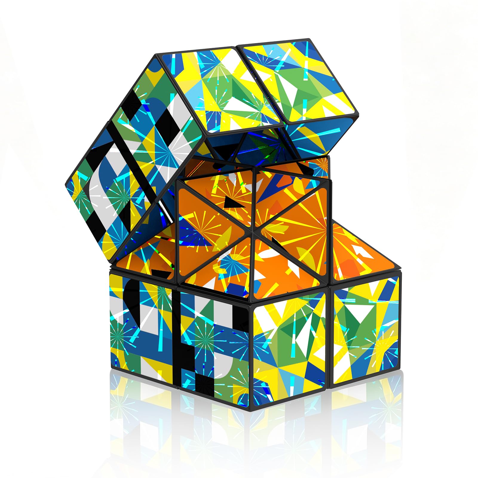 Kaleidoscope Infinity Cube, 2.2" Holographic Fidget Block Toy for Adults