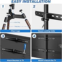 Vista 5 de Rfiver Soporte de TV con caballete artístico, altura ajustable y giratorio de 100° para televisores de pantalla plana LCD LED de 32 a 65 pulgadas