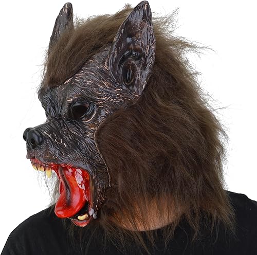 Miniatura 6 de FREE BEAUTY Máscara de lobo de Halloween, fiesta de cosplay, disfraz de hombre lobo, máscara de hombre lobo, máscara de látex aterrador, máscara de