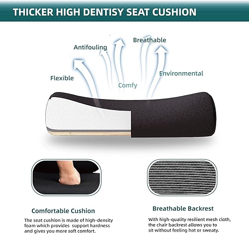 Miniatura 6 de Silla ergonómica de oficina, silla de escritorio de malla con respaldo alto para computadora con soporte lumbar y ruedas, silla giratoria ajustable