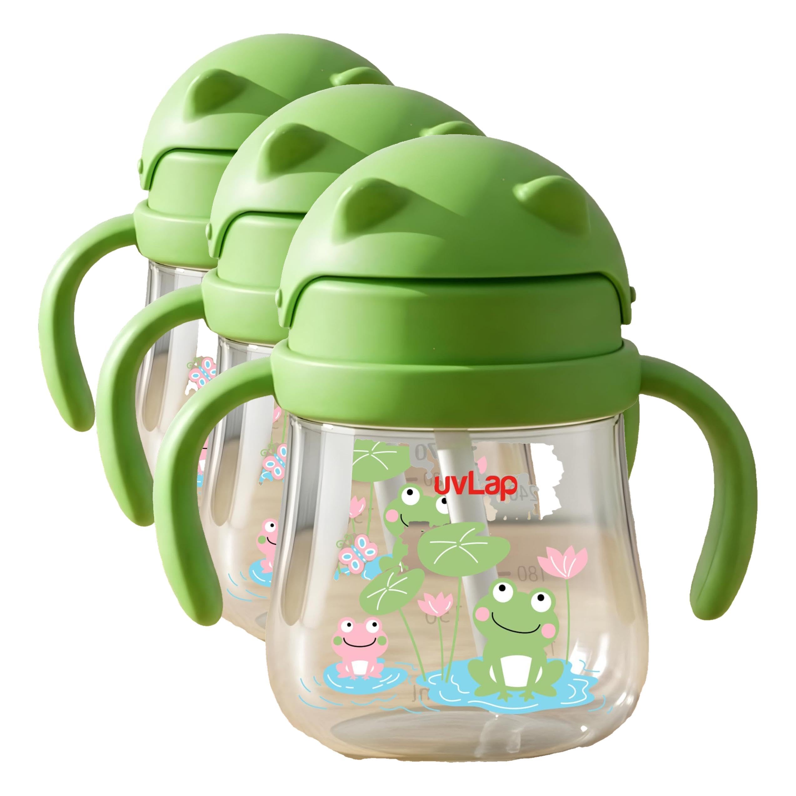 LuvLap Joy Anti Spill Sipper for Kids with Twin Easy-Grip Handles, 270 ml, Sippy Cups with Soft Silicone Straw, Training Cup for Kids,Water Bottle, Non-Toxic & BPA Free, 1 Year+ (Green) (Pack of 3)-image-18