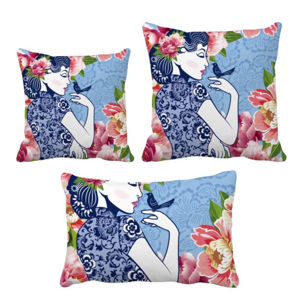 Coussin oiseaux et fleurs pour une ambiance boudoir et cocooning dans votre salon de jardin