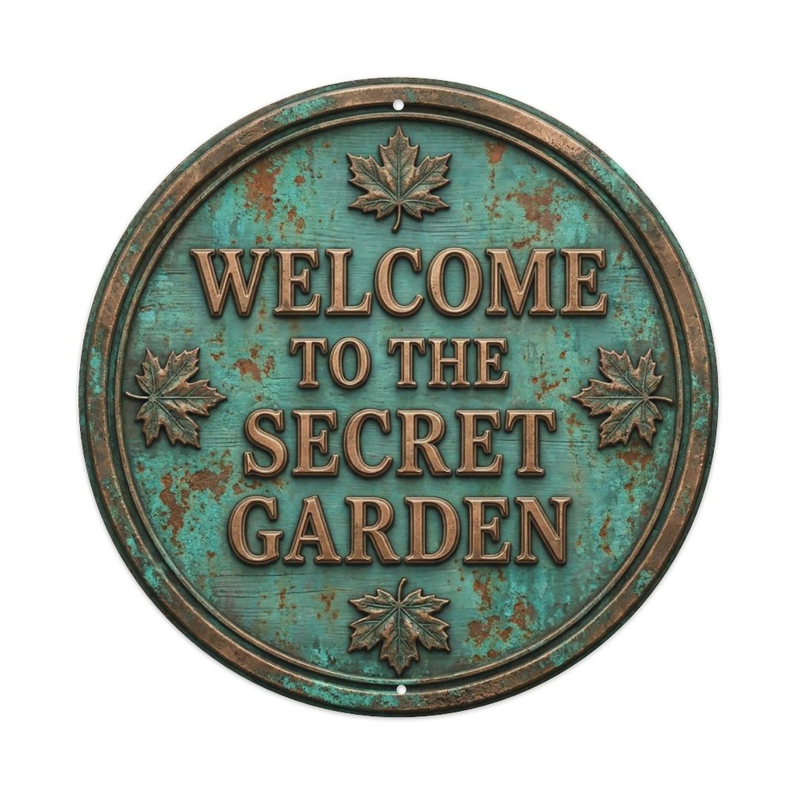 Vintage Welcome Secret Garden Maple Metal Tin Sign