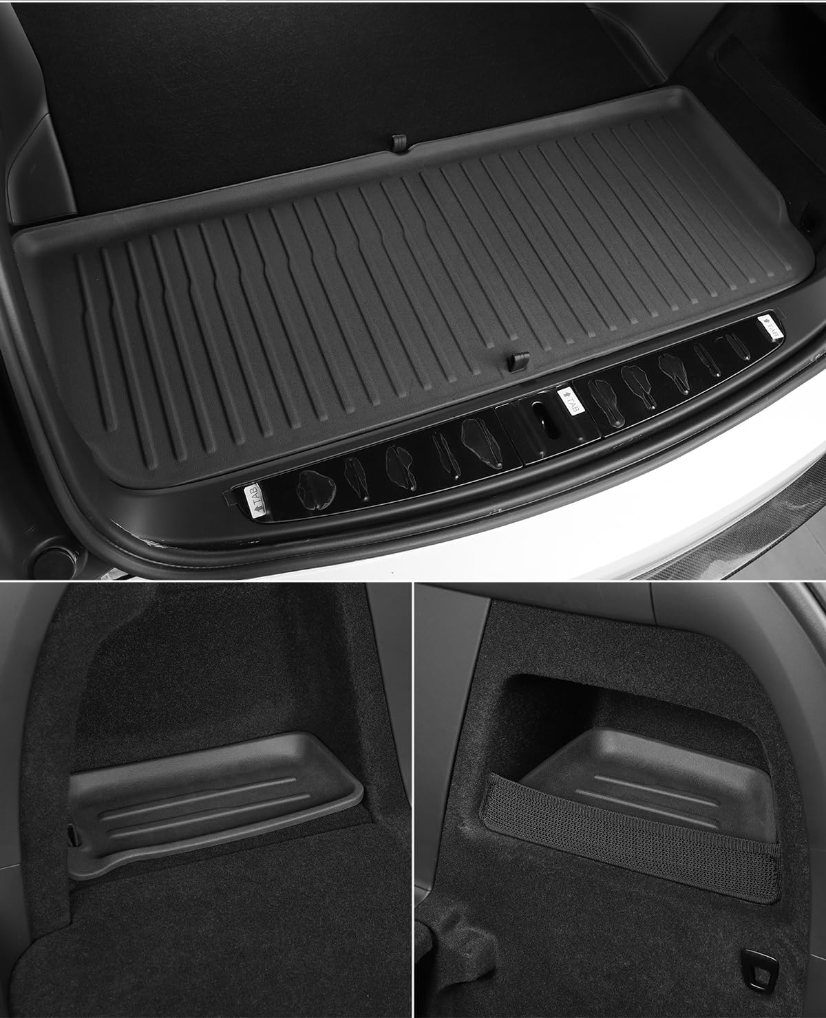 SMABEE 4Pcs Cargo Liner Set for Tesla Model X 5 Seater 2022-2026 (Not fit 6/7 Seater) All Weather Rear Trunk Mat Pads Protector TPE Car Mat Anti-Slip Waterproof Interior Accessories Black