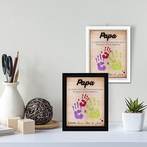 Miniatura 4 de Mejor papá de todos, señal de manos insuperable con marco para huellas de manos y pintura, regalo DIY para el día del padre, personalizado grabado