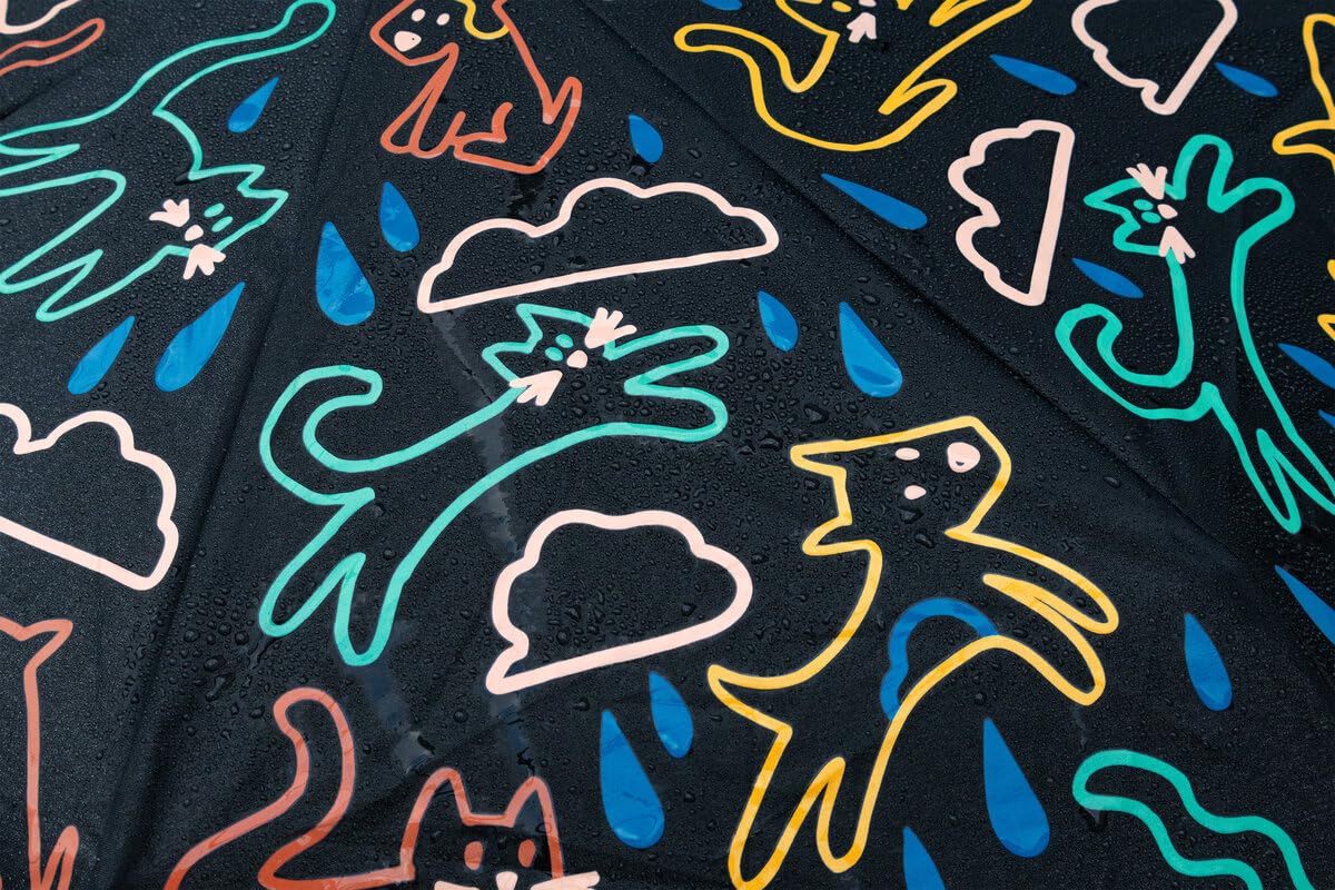 Suck UK Paraguas que cambia de color, gatos y perros lloviendo, regalos de perro salchicha, paraguas plegable y resistente al viento, paraguas compacto para mujer, mango de agarre suave, 100 cm de