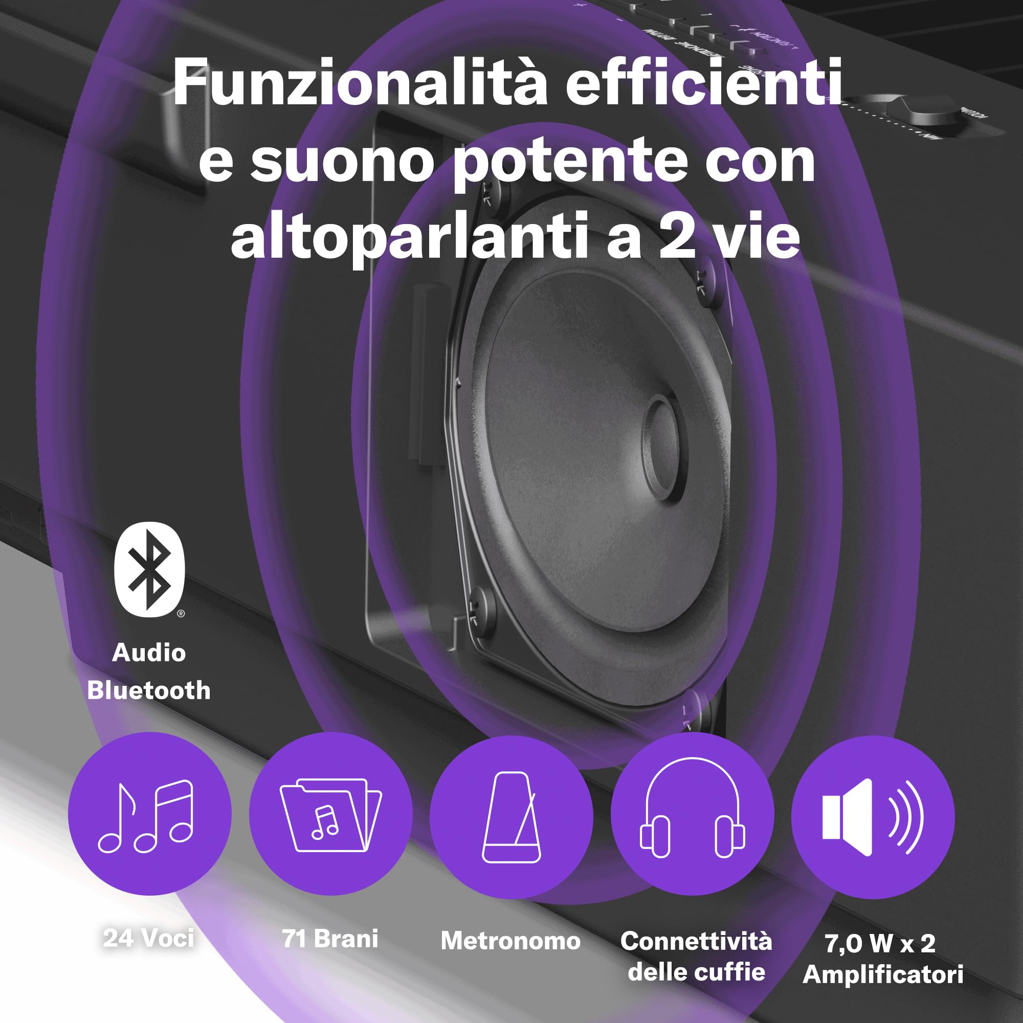 Yamaha P-225 Digital Piano, 88 klawiszy ważonych, Graded Hammer Compact, 24 brzmienia, Czarny