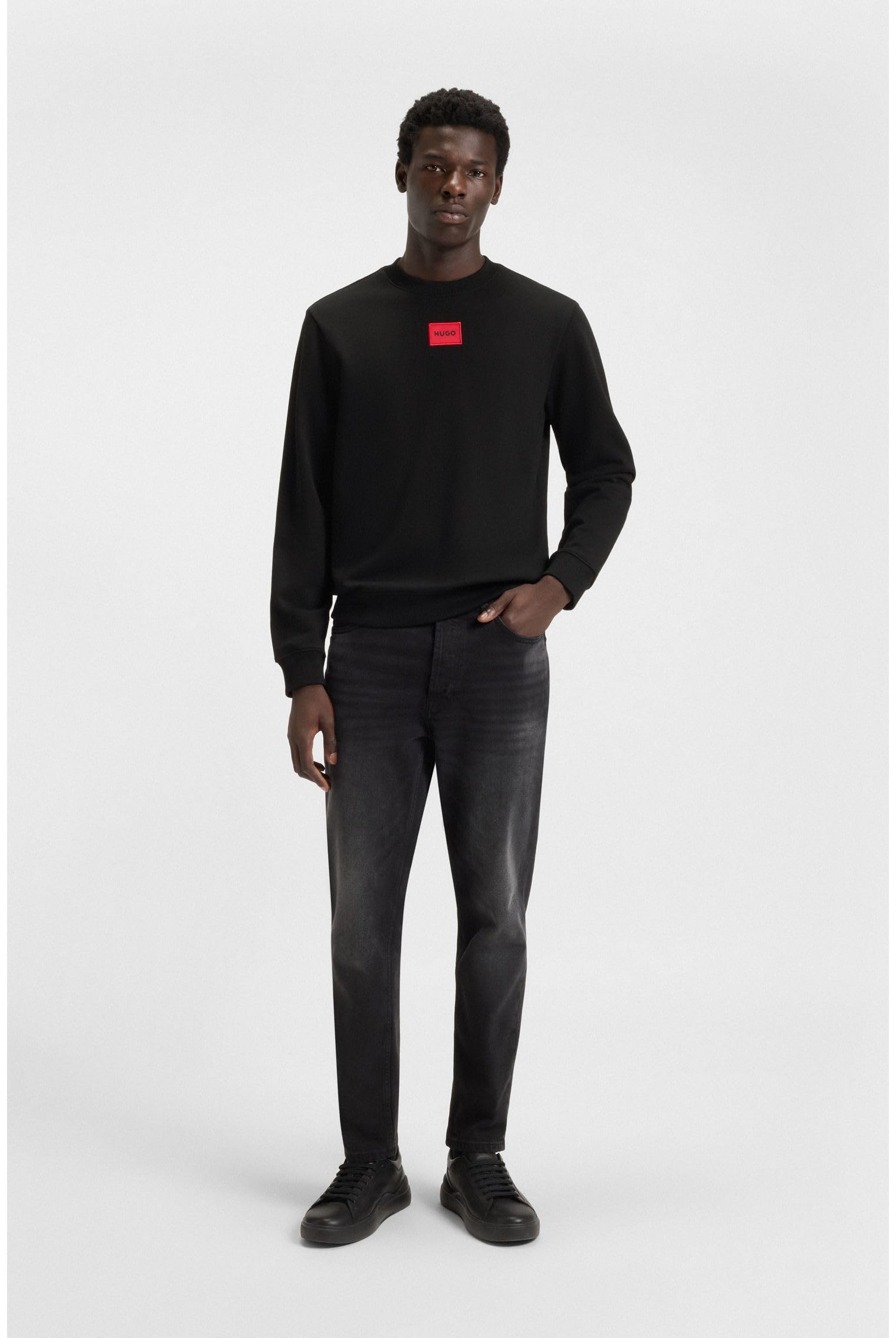 HUGO Sweatshirt Aus Baumwoll-Terry Mit Logo-Label