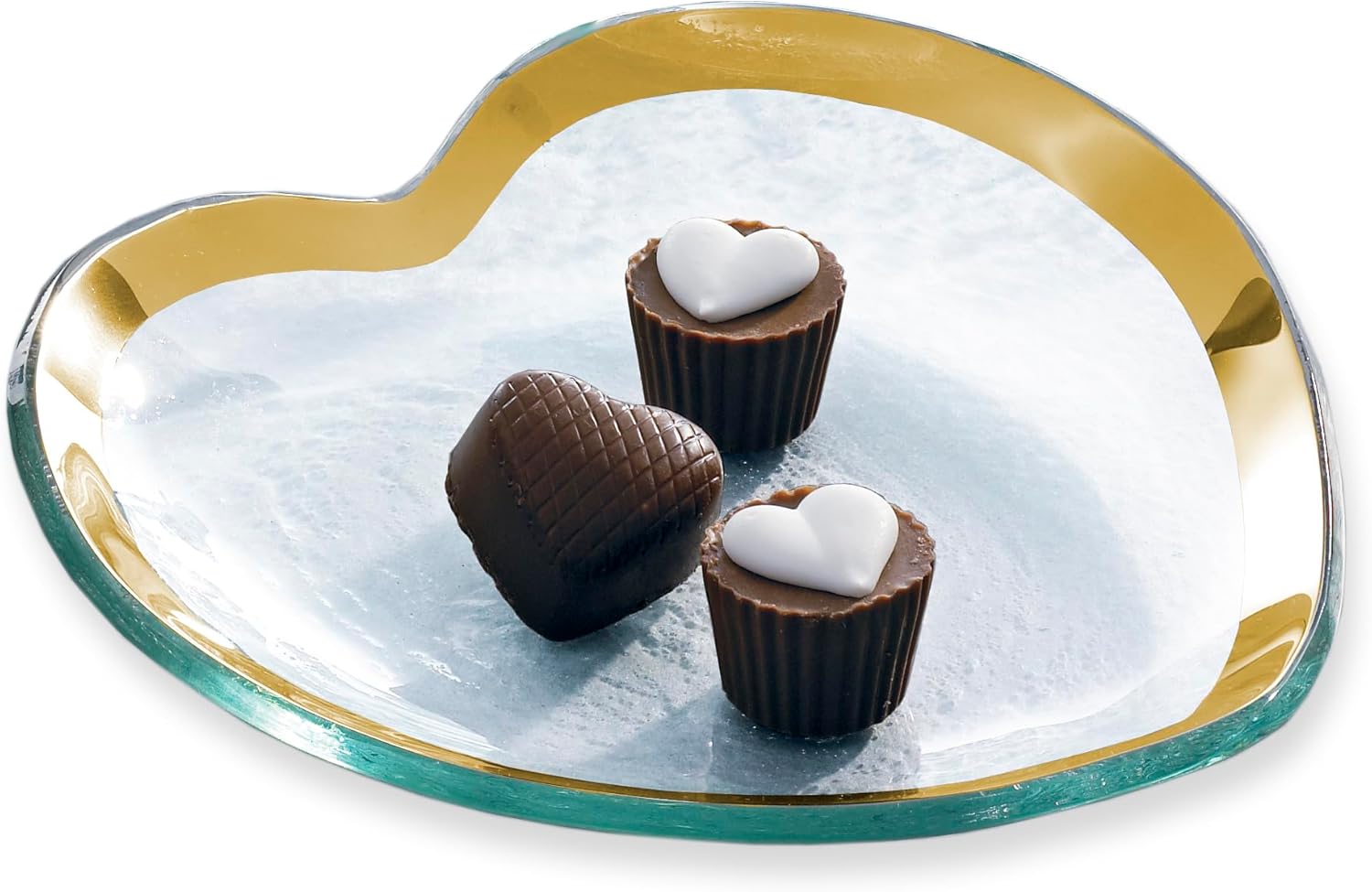 Annieglass 7" Heart Plate with 24k Gold, Timeless Glass Tableware for all Occasions, Made in the USA