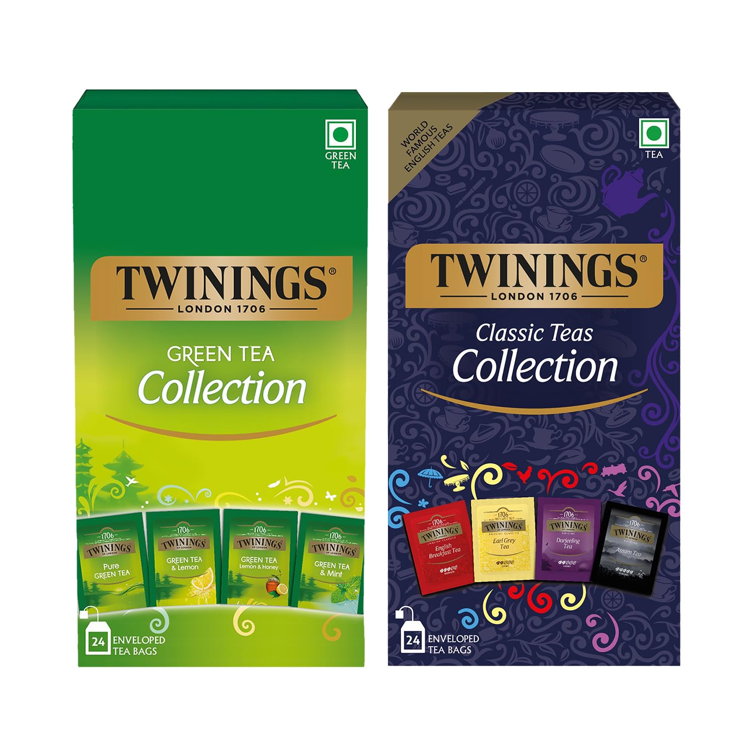 Twinings Super Saver Combo - 24s Green Tea Collection Pack + 24s Classic Teas Collection Pack