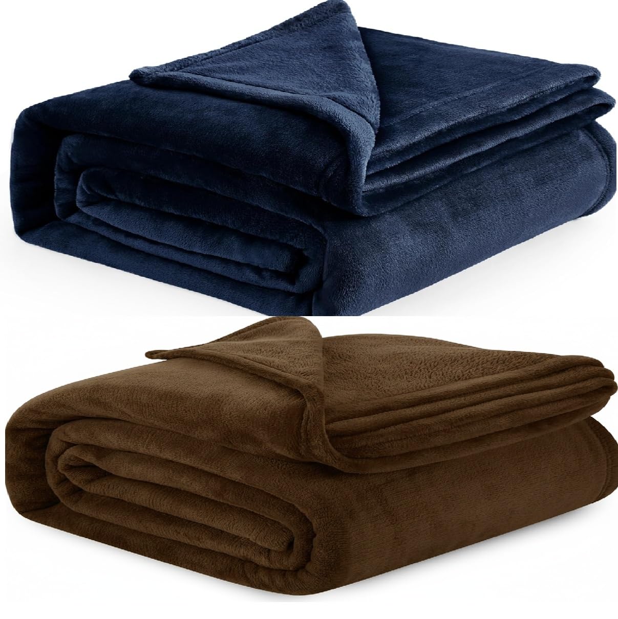 Harleen Blankets, 250 GSM Super Soft Flannel Cozy Blankets for Double Bed, Washable Lightweight Blanket for Couch Sofa Bed Office, Warm Plush Blankets for All Season (90"×90") (Blue Brown)-image-27