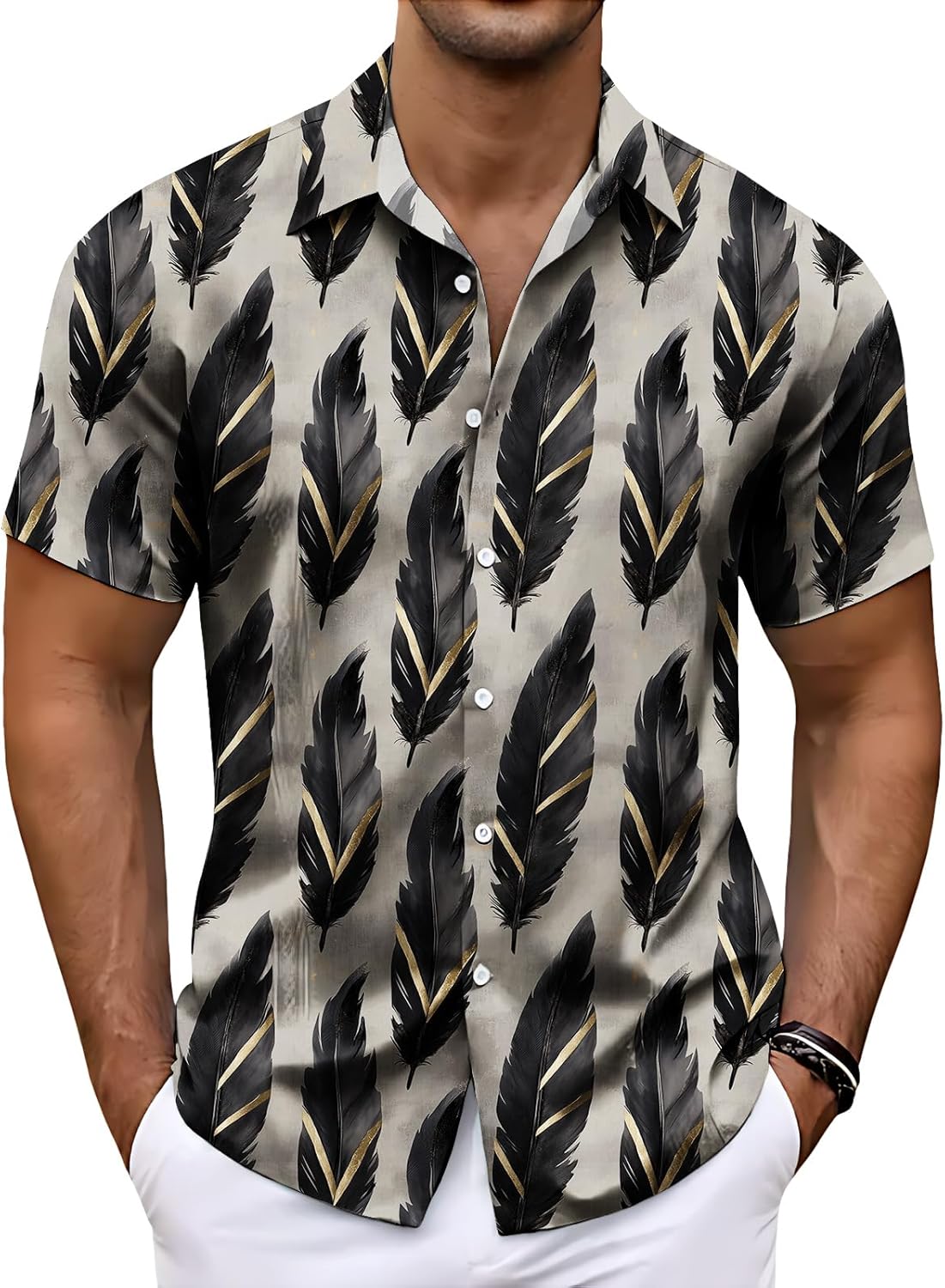 Men's Short Sleeve Button Down Shirt Casual Lightweight Linen Tops Summer Beach Vacation Textured Shirts