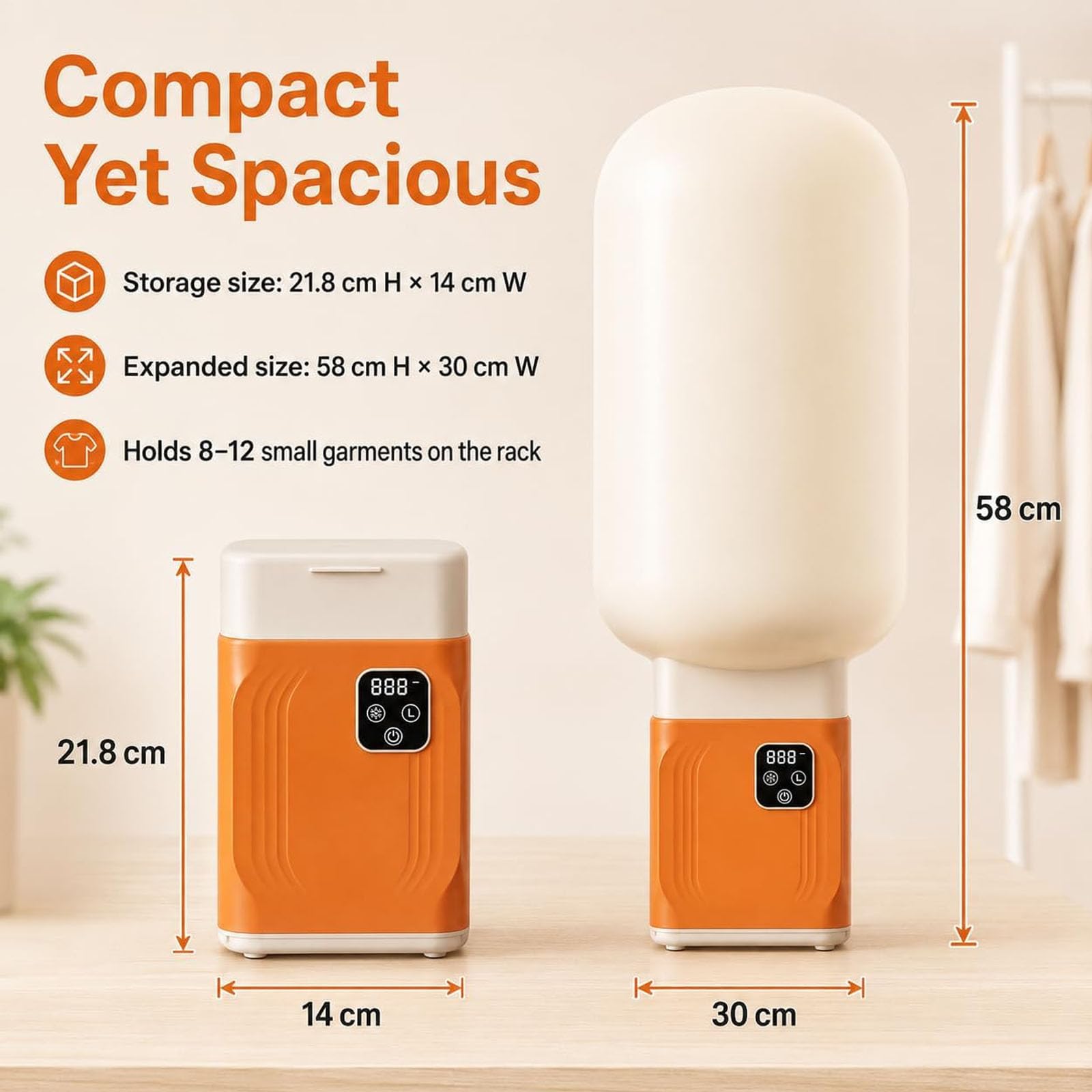 Asciugatrice portatile 2-in-1, asciugatrice può contenere 8-12 capi