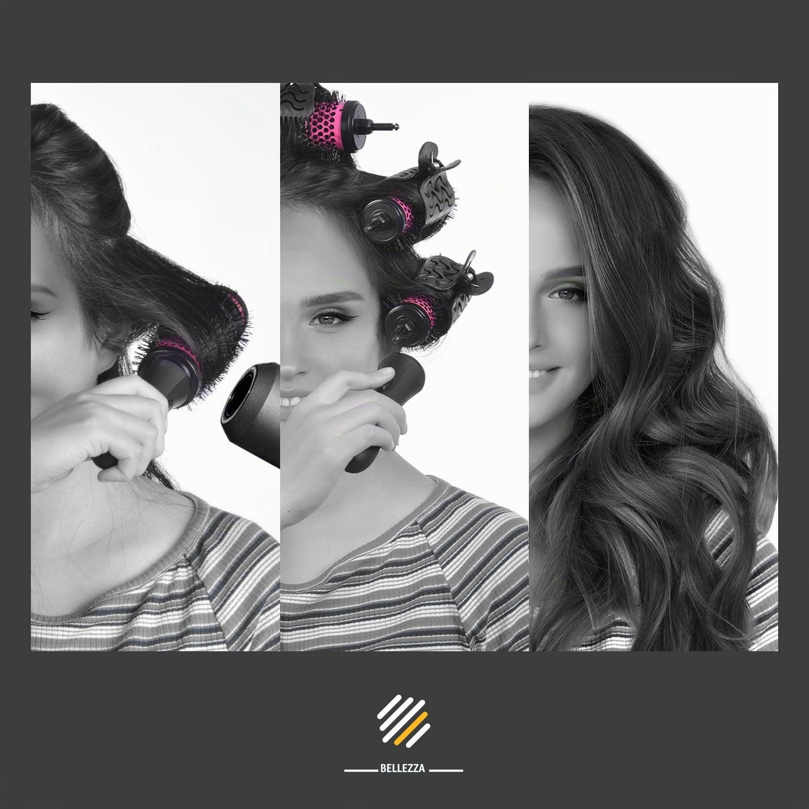 Hivexagon Set di Spazzole per Capelli Rotondo con Cilindri Removibili per Capelli Styling (1.9 & 2.1 & 2.4 inch +clip)