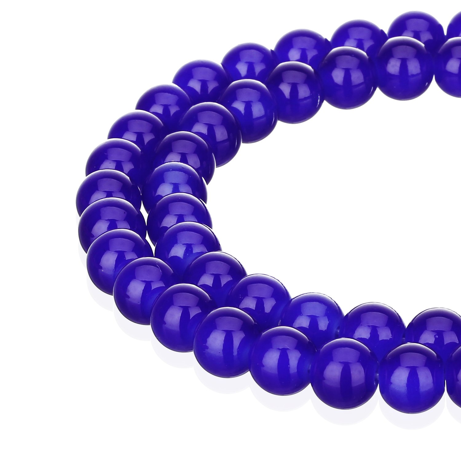Rubyca Royal Blue 1 Strand 10Mm Jade Imitation Round Painted Coated Glass Beads Diy Jewelry Making