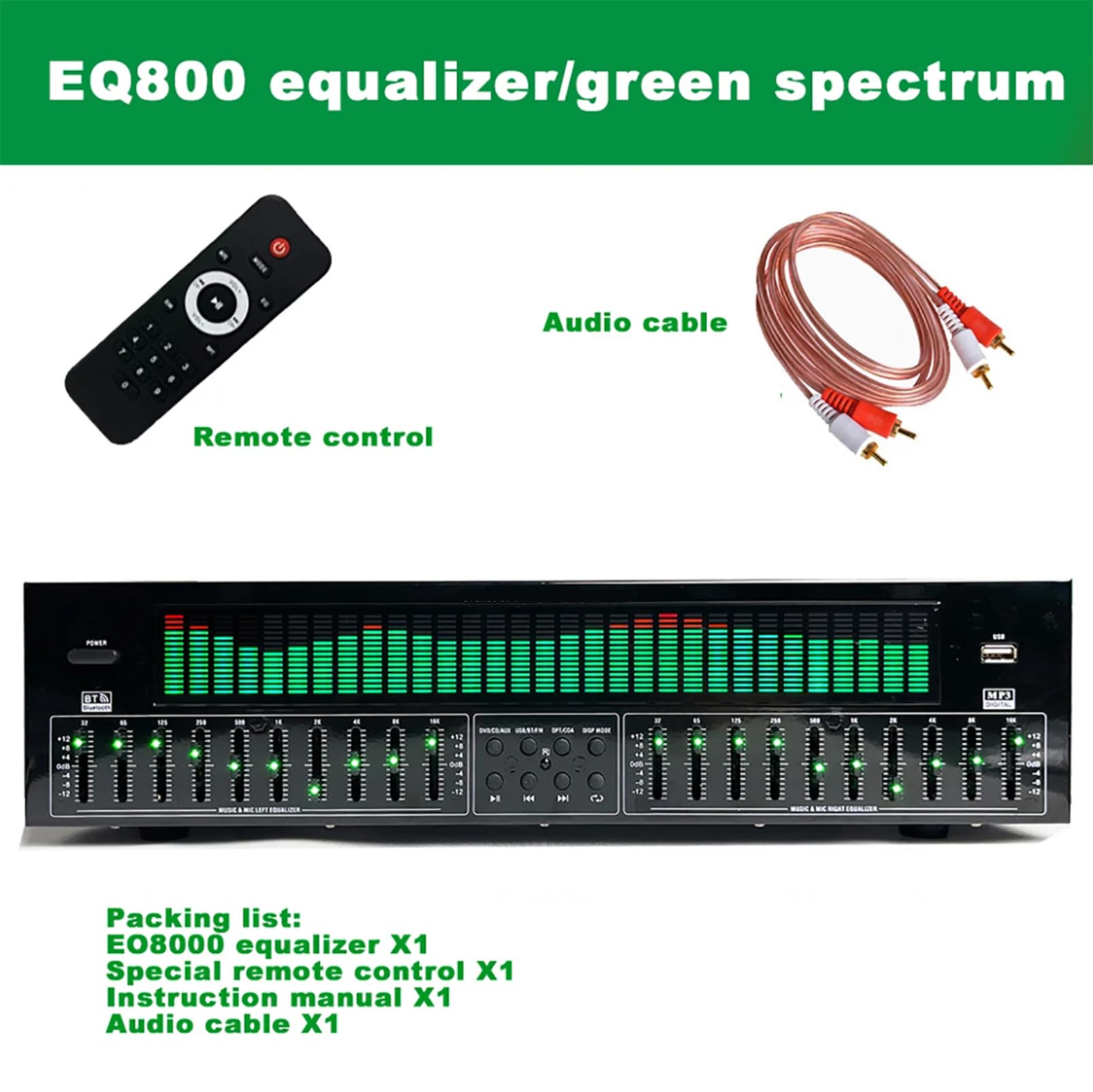 Ecualizador Digital De 31 Bandas, Ecualizador Gráfico Estéreo De Audio Digital Profesional, Sistema De Sonido con Procesador De Sonido LED, Reducción De Ruido, para Estudio De Grabación