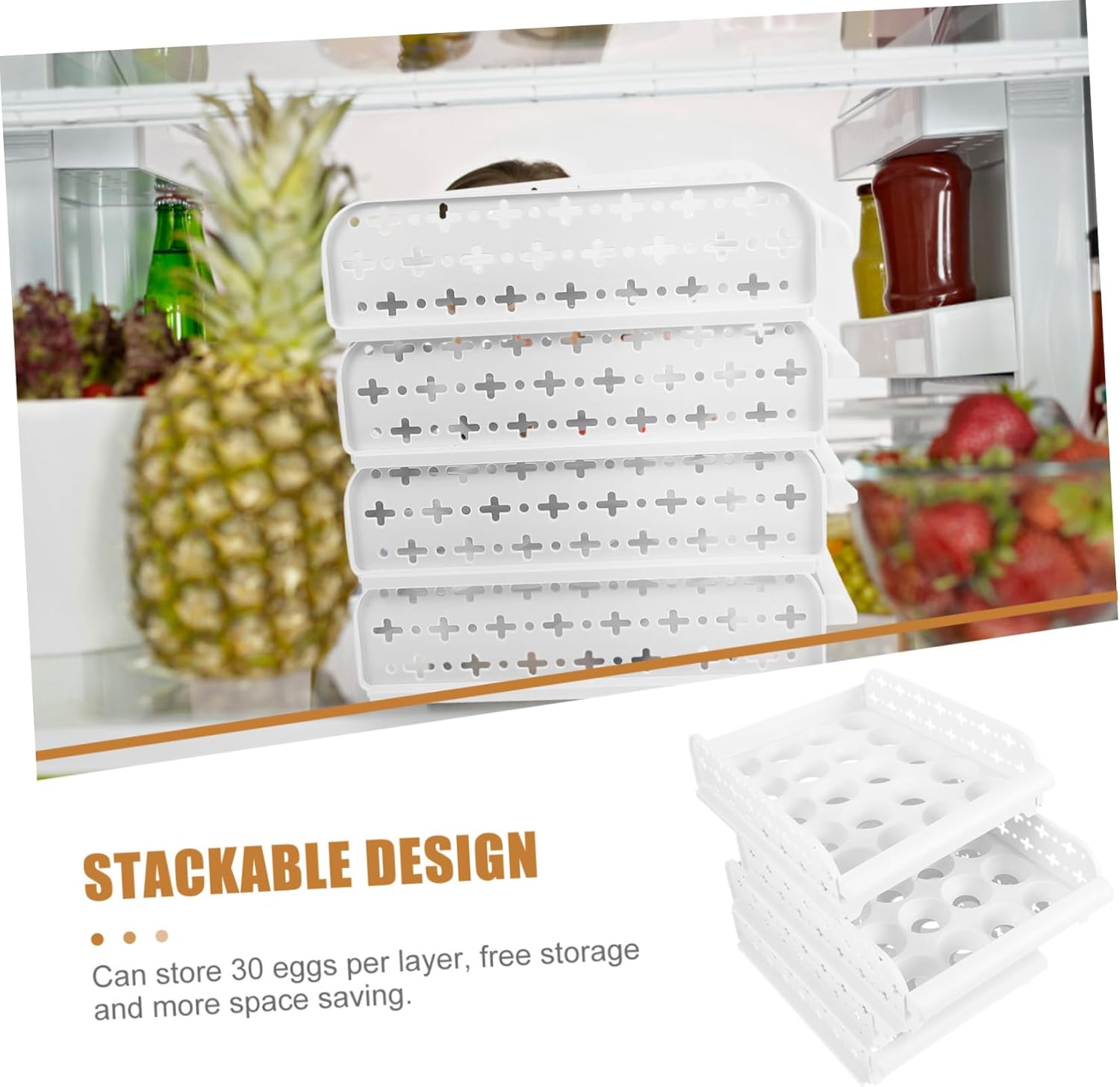 30grids Egg Carton Storage Box Stackable Egg Organizer Refrigerator Crisper Organizer Easy to Clean Style