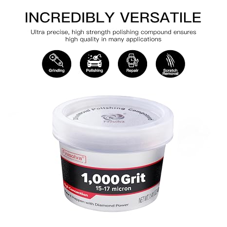 1.41 oz (40g) Diamond Polishing Compound with 30% Concentration of Diamond Powder 1,000 Grit 15-17 Microns Polishing Paste for Marble Glass Metal Rock Jewelry Resin Silver Chrome Gemstone