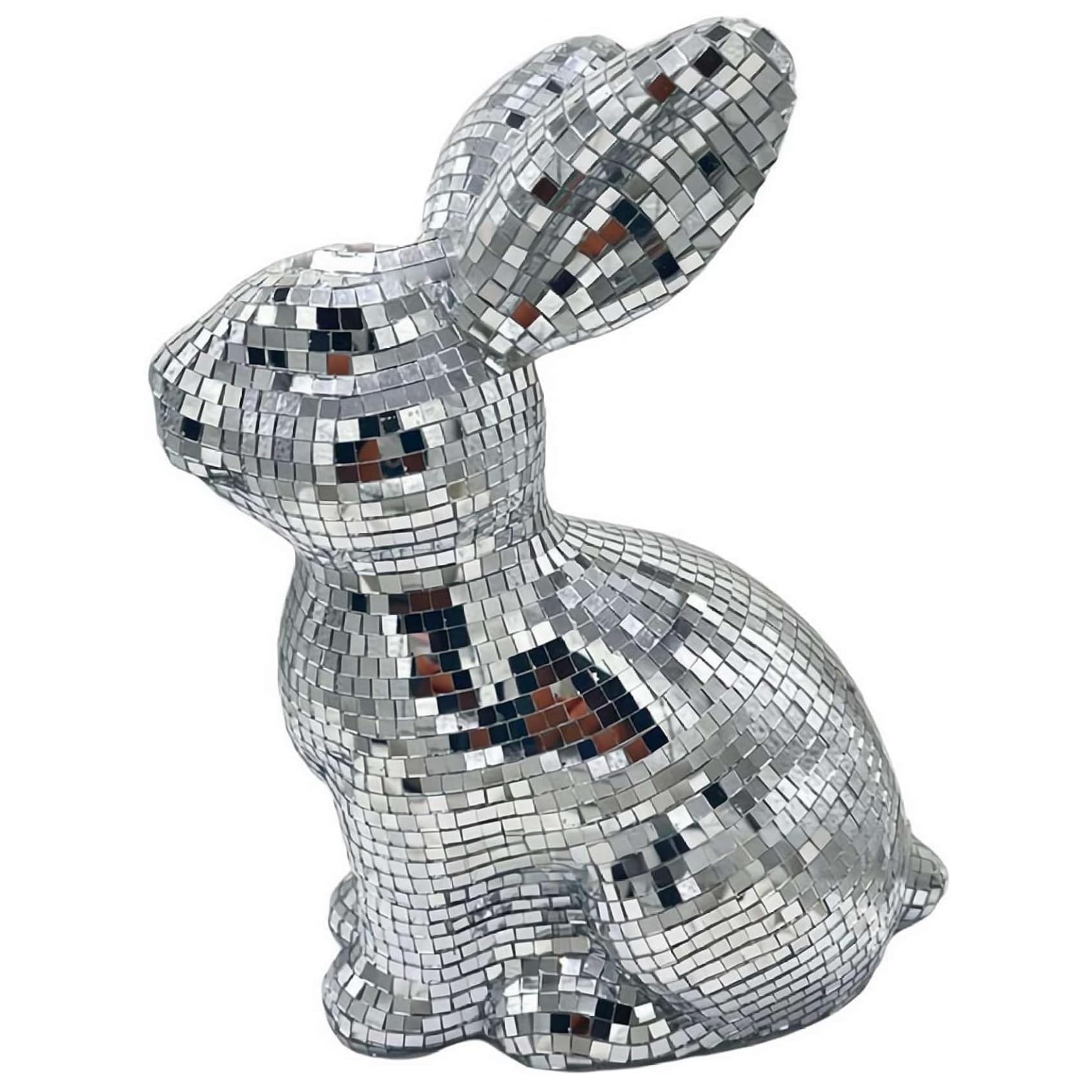 Faroby Cool Reflective Rabbit Figurines, Bunny Shape Mirror Disco Ball Decor for Home, Wedding, Party Decorations