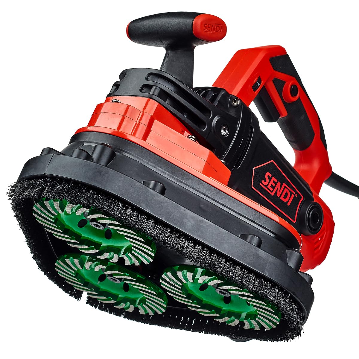 SENDI TRIPPLE GS - Ponceuse de surfaces telles que le béton, l'adhésif, la peinture, etc. - Trois axes rotatifs interchangeables - Moteur puissant - 2450 W et 230 V - Avec polissage