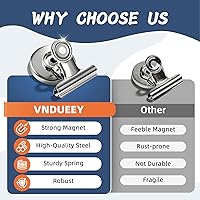 Vista 8 de VNDUEEY Paquete de 6 imanes plateados para refrigerador, clips magnéticos para pizarra blanca, clips magnéticos resistentes, clips con imanes