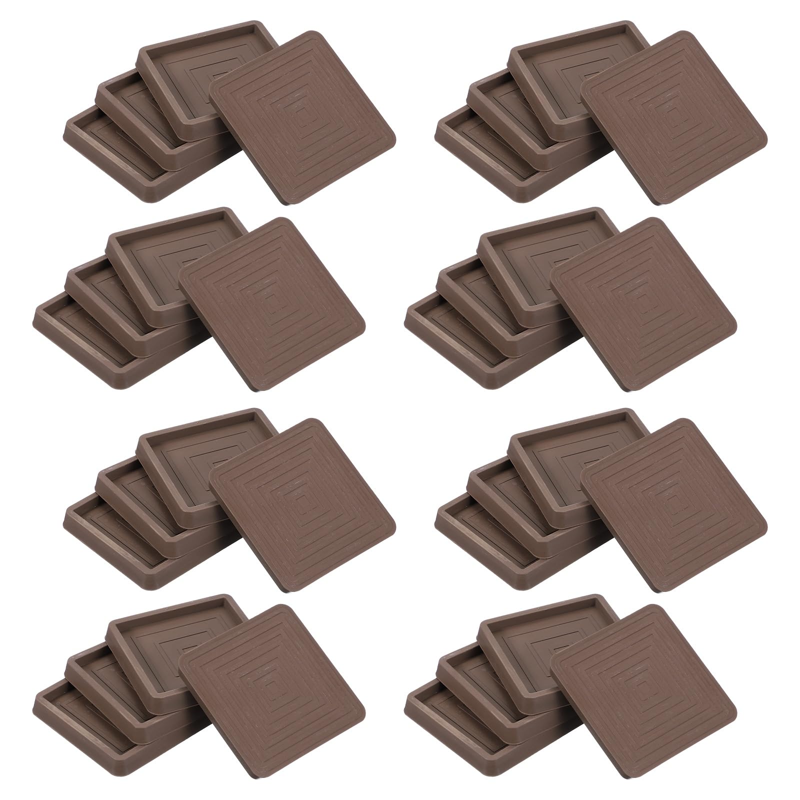 QUARKZMAN 32 Piezas De Protectores De Piso Cuadrados para Patas De Muebles De 3x3 Pulgadas De Goma para Suelos De Madera, Marrones (Adecuados para Patas De Silla De 2.5 Pulgadas)