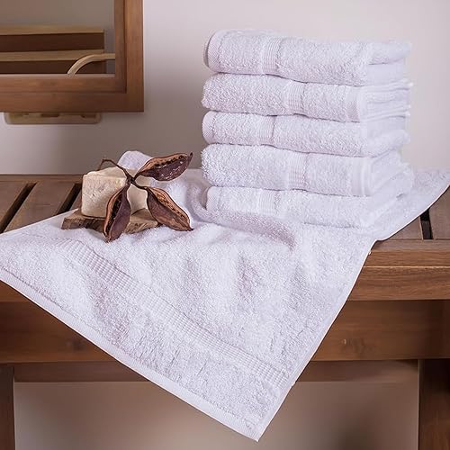Miniatura 5 de Toallas de mano para baño Cambridge SALBAKOS - De algodón blanco - Paquete de 6 de algodón turco - Calidad de hotel y spa de lujo - 700 gsm