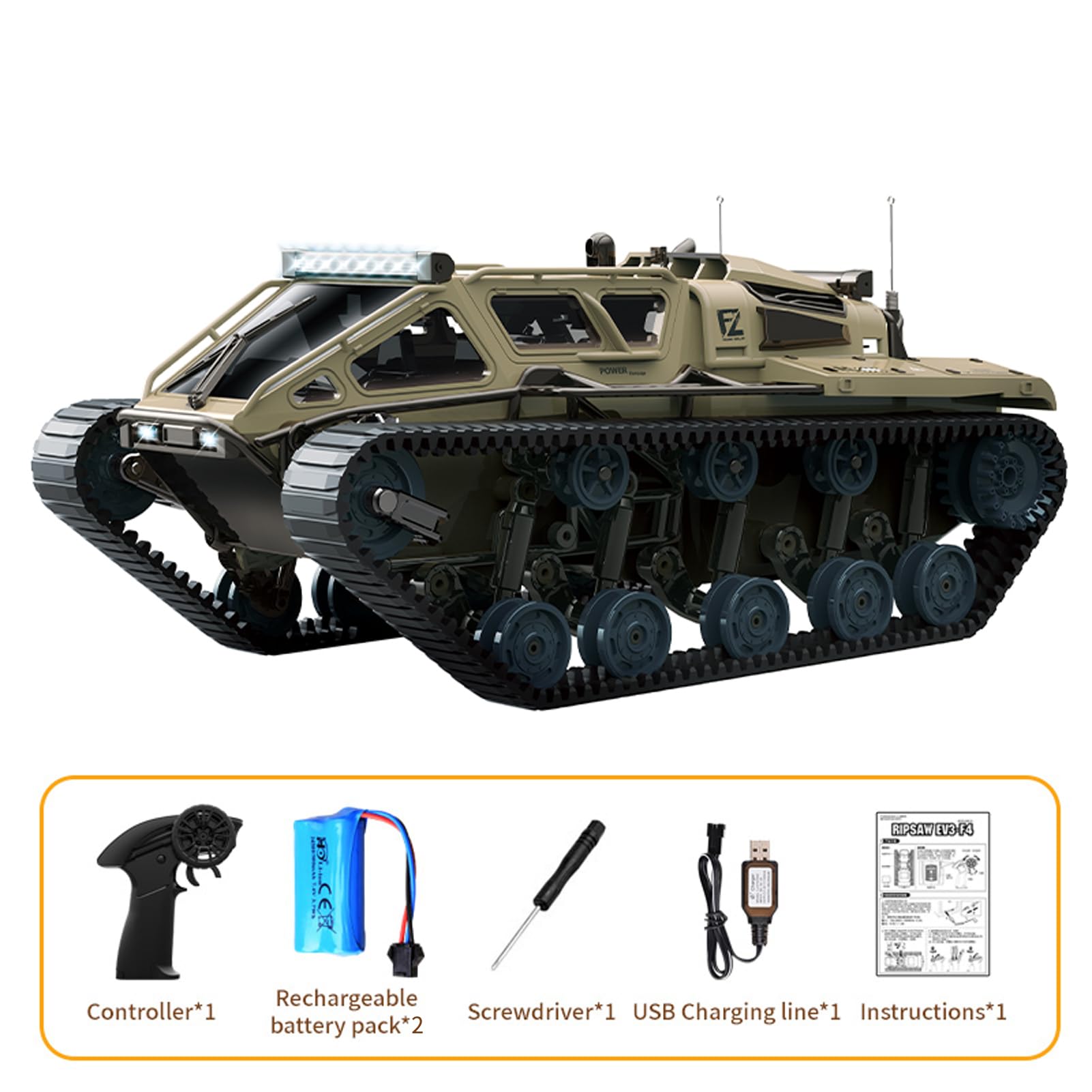 Pretfy Réservoir télécommandé, Jouets de Cascade Tout-Terrain Rotatifs à