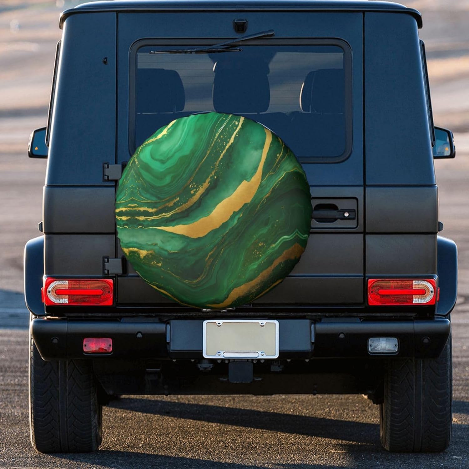 Black and Gold Geometric Print Tire Cover Universal Spare Wheel for Trailer Rv SUV Truck Camper Travel Accessories