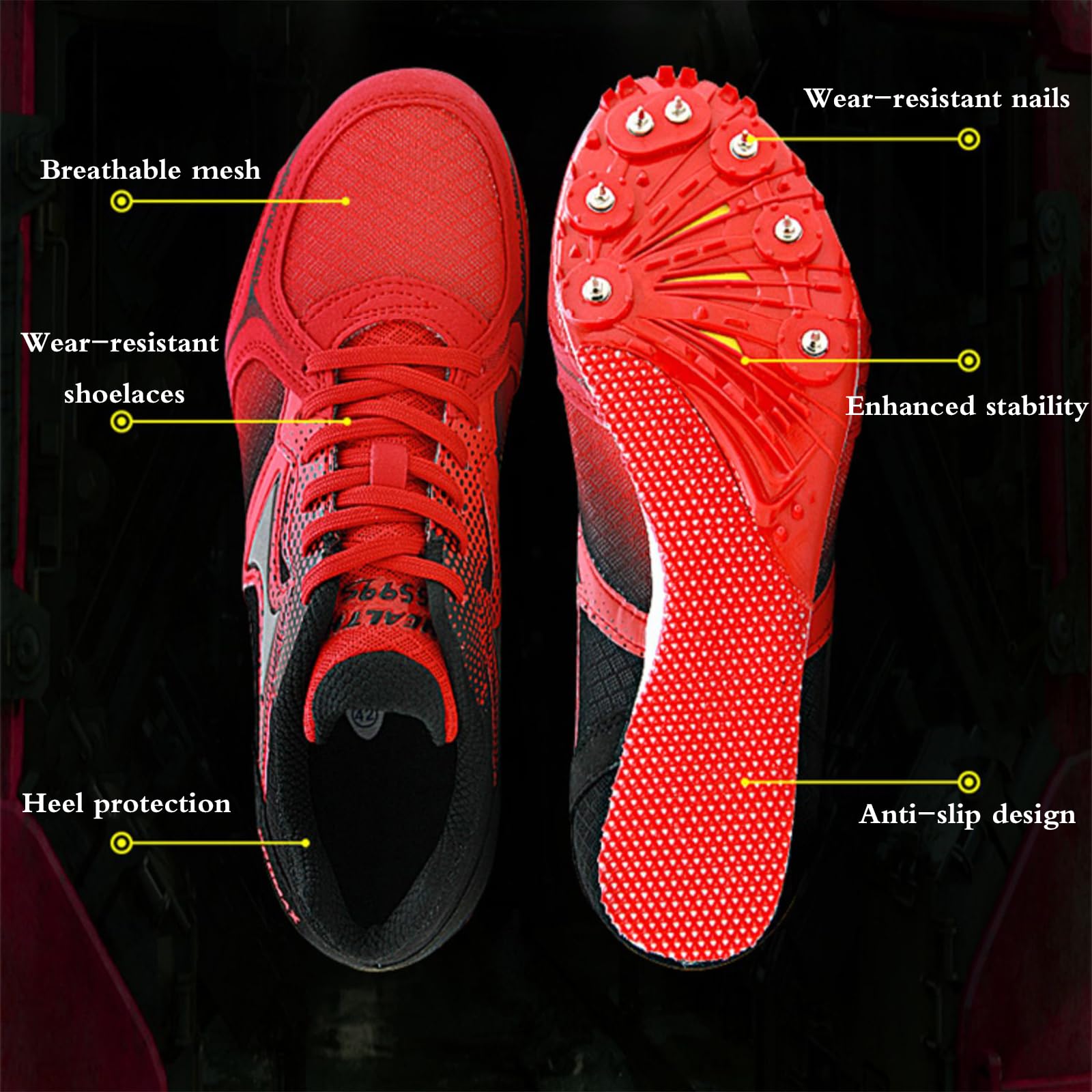 Mujer Zapatillas De Clavos,Zapatillas De Atletismo Clavos,Pista Y Campo,Zapatillas Correr Clavos,No Es FáCil Caeradecuado para Carreras De Larga Distancia,Vallas,Entrenamiento Escolar