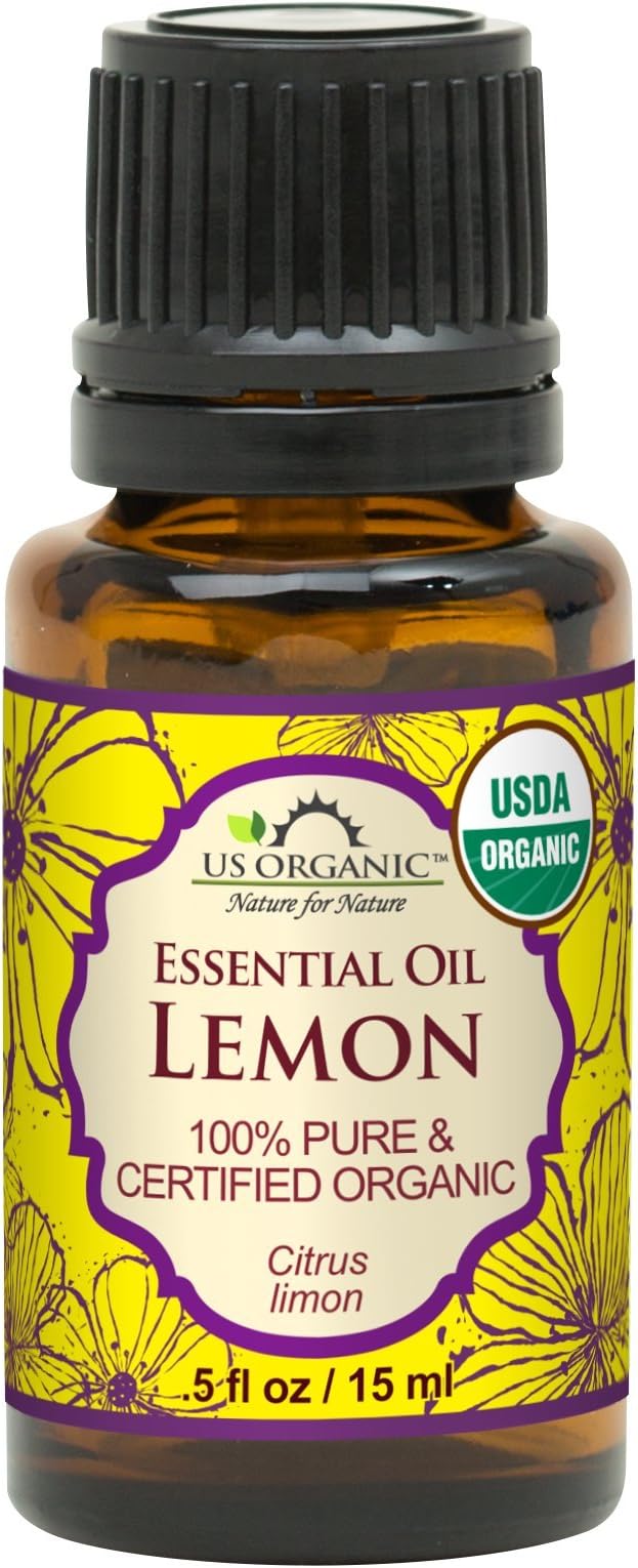 US Organic 100% Pure Lemon Essential Oil - USDA Certified Organic, Cold Pressed - W/Euro droppers (More Size Variations Available) (15 ml)