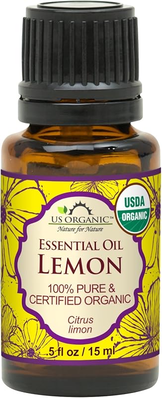 US Organic Óleo essencial de limão orgânico prensado a frio com conta-gotas Euro, 15 mL