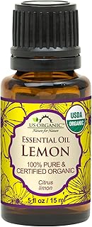 US Organic 100% Pure Lemon Essential Oil - USDA Certified Organic, Cold Pressed - W/Euro droppers (More Size Variations Av...
