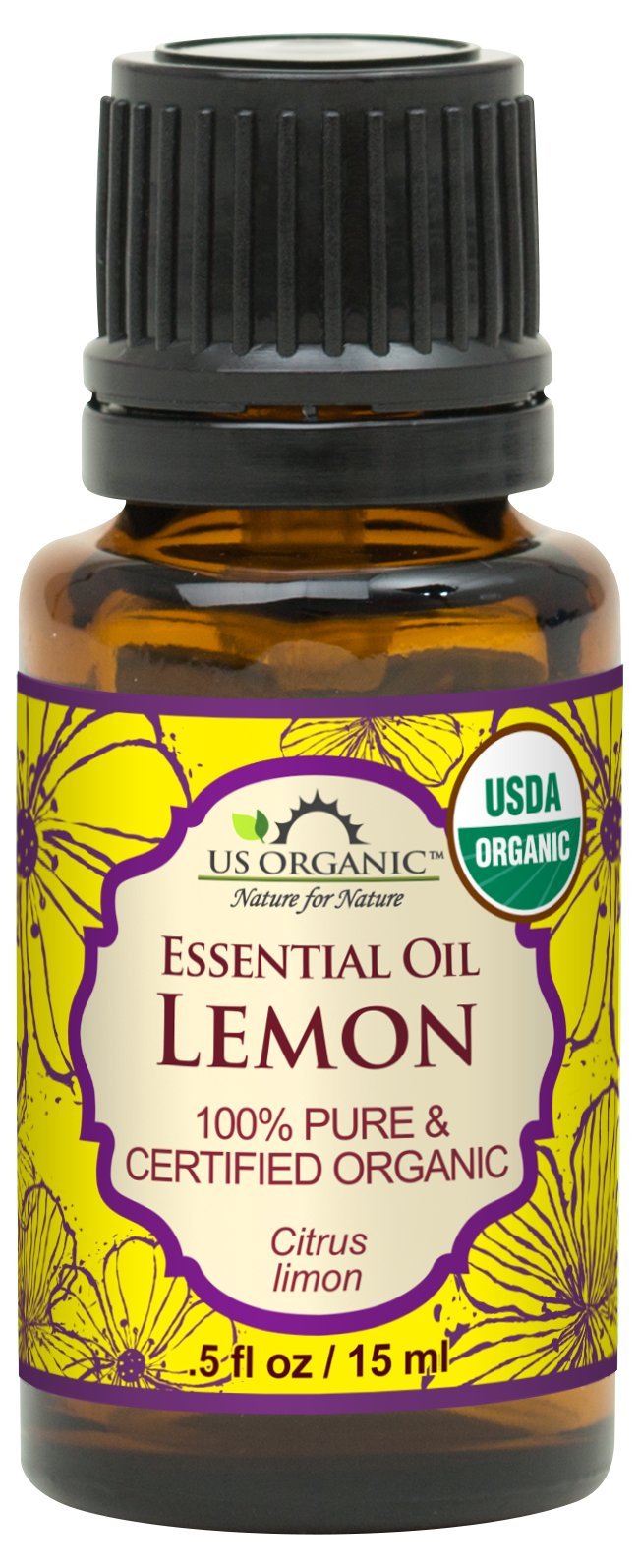 US Organic 100% Pure Lemon Essential Oil - USDA Certified Organic, Cold Pressed - W/Euro droppers (More Size Variations Available) (15 ml)